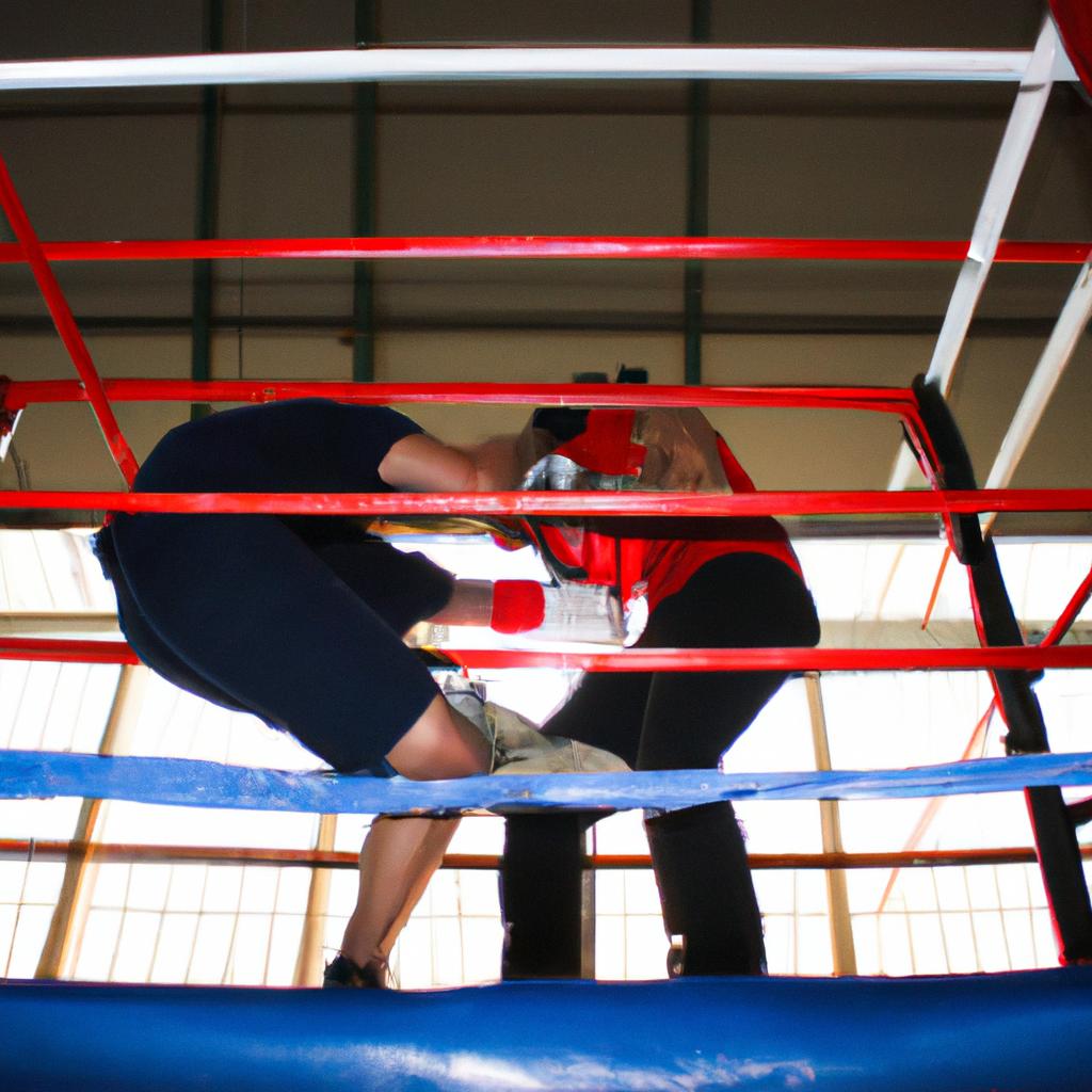 Person assisting boxer in ring