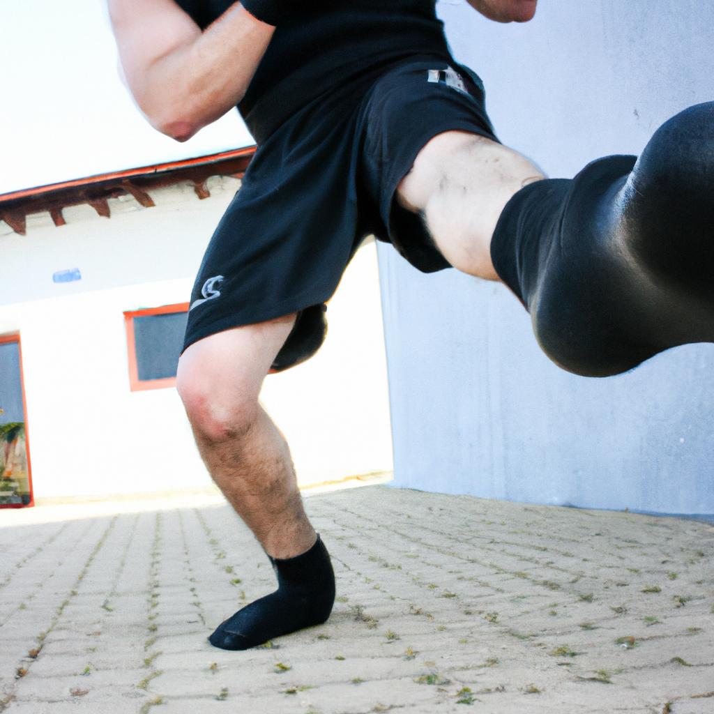 Person performing boxing footwork exercises