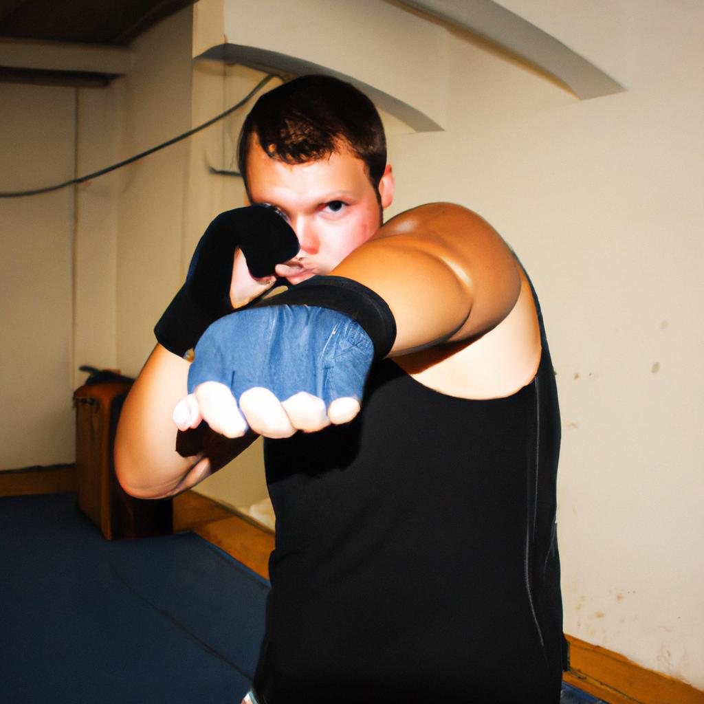 Person performing boxing training exercises