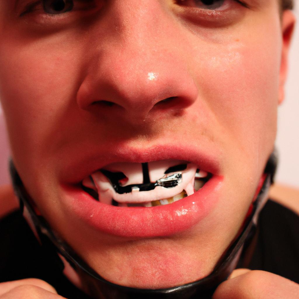 Person wearing boxing mouthguard