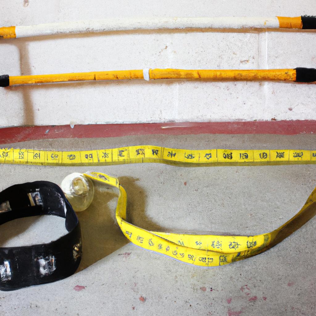 Boxing ring with measuring tape