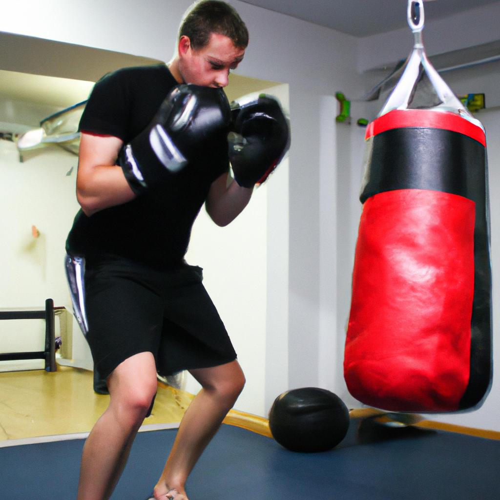 Person training with speed bag